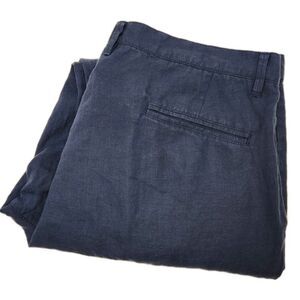 Jos. A Bank Reserve 100% Linen Pants Men's 38x32 Navy Blue Flat Straight Chino
